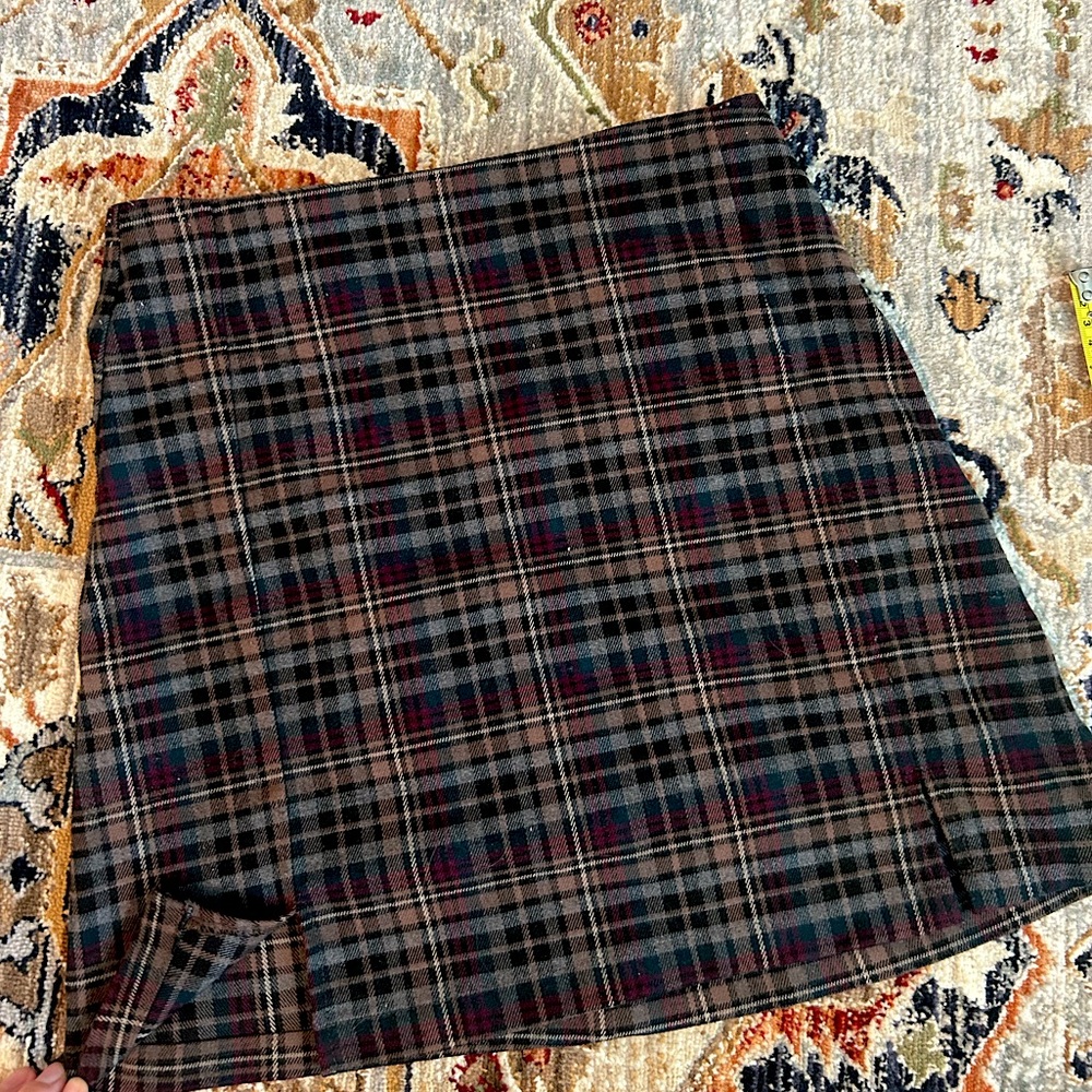 Brandy Melville John Galt Cara Skirt in Brown Plaid